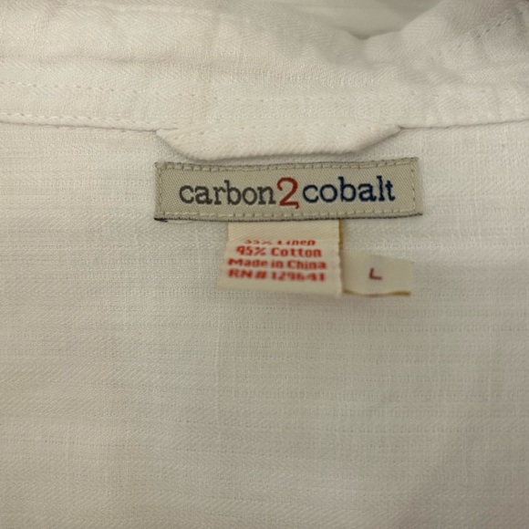 Carbon2Cobalt White Linen Blend Button-Up Long Sleeve Shirt Size L - Picture 3 of 3